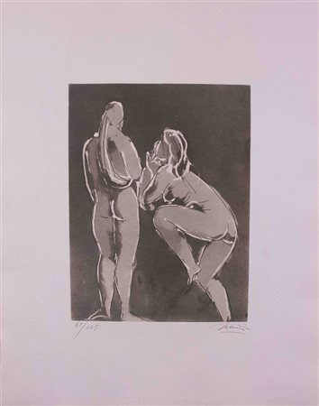 Giacomo Manzù (Bergamo 1908 - Roma 1991), Nudi di donna, Artista nudo al...
