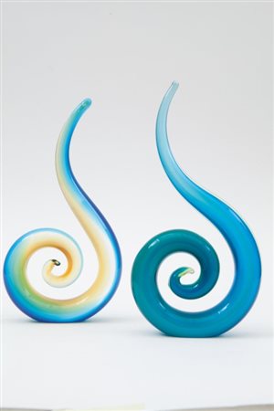 DUE SOPRAMMOBILI IN VETRO, anni '50Altezza cm 26.