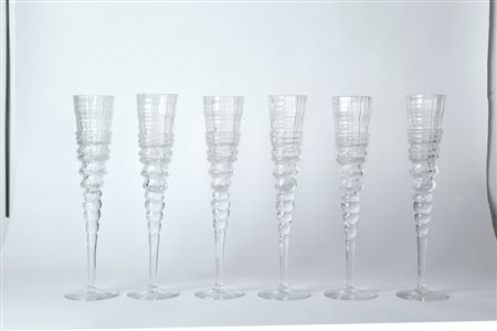 ROSENTHAL (Editore)Un insieme di sei flutes, anni '60. Cristallo. Marcate...