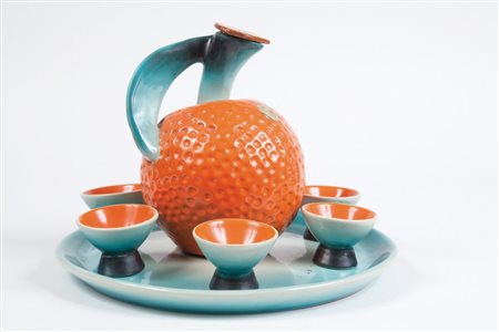 ROMETTI Un servizio da liquore, anni '30. Composto da un vassoio, una...