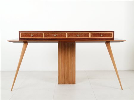 UNA CONSOLE, anni '40Legno impiallacciato in palissandro, legno di acero,...