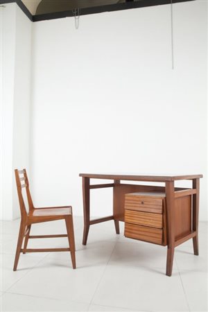 GIO PONTI Una scrivania e una sedia, esecuzione SCHIROLLI, anni '50....