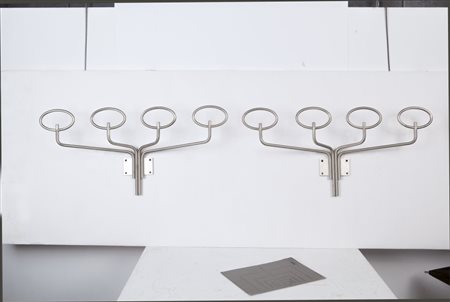 SERGIO MAZZADue appendiabiti "Clitoquattro" per ARTEMIDE, anni '60. Ottone...