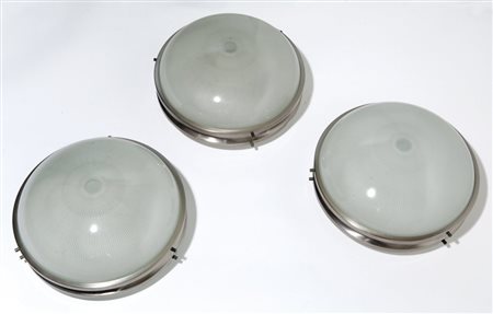 SERGIO MAZZA Tre plafoniere "Sigma" per ARTEMIDE, 1960. Ottone nichelato...