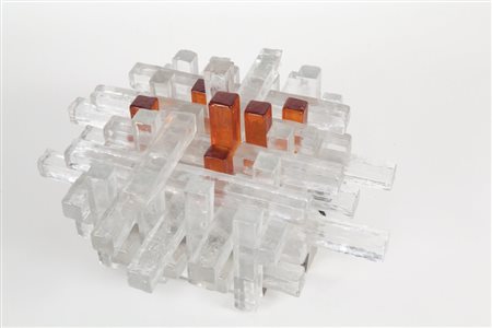 ALBANO POLI, POLIARTEUna lampada a plafone, anni '60. Alluminio, vetro. Cm 19...