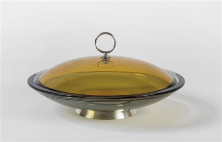 FONTANA ARTE Una scatola "2004", circa 1961. Coppe di cristallo colorato...