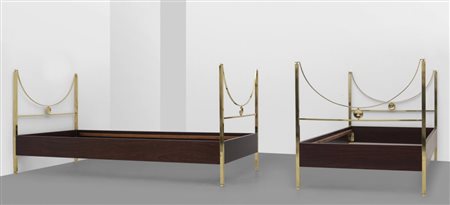 CARLO DE CARLIUna coppia di letti "D 90" per SORMANI, 1963. Ottone, legno...