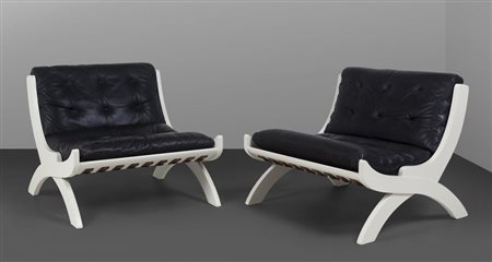 MARCO COMOLLI Due poltrone "CP1" per ICF DE PADOVA, 1963. Legno laccato,...