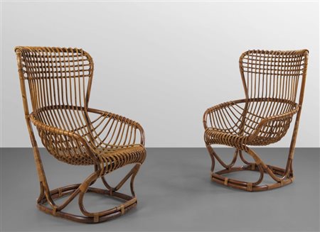 TITO AGNOLIDue poltrone "BP 4" per PIERANTONIO BONACINA, 1963. Malacca,...