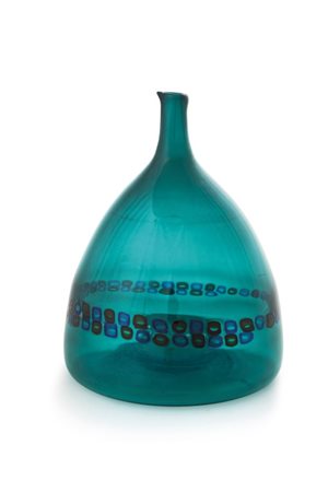 PETER PELZELUn vaso in vetro soffiato con fascia di murrine per VISTOSI,...