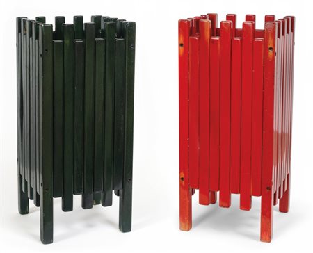 ETTORE SOTTSASSDue portaombrelli, edizione POLTRONOVA, 1962. Legno laccato....