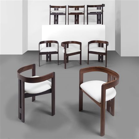 AFRA e TOBIA SCARPAOtto poltroncine "Pigreco" per GAVINA, 1959. Legno di...