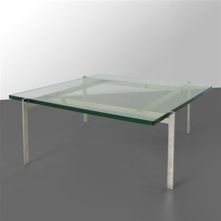 POUL KJAERHOLMUn tavolino "PK61" per KOLD CHRISTENSEN, 1955. Acciaio cromato,...
