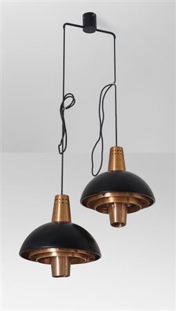STILNOVO Una lampada a sospensione "1228", anni '60. Alluminio laccato, rame...