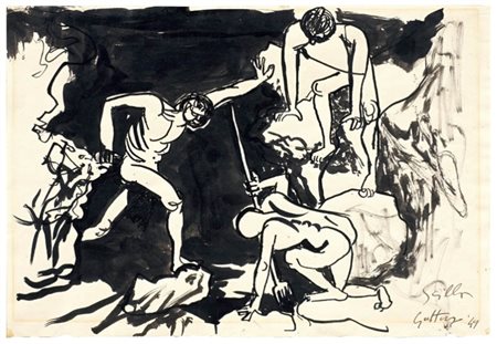 Renato Guttuso Bagheria (Pa) 1912 - Roma 1987 Pescatori a Scilla, 1949 China...