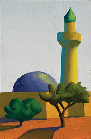 Salvo Leonforte (En) 1947 Oman, (1999) Olio su tavola, cm. 29,6x19,6 Firma e...