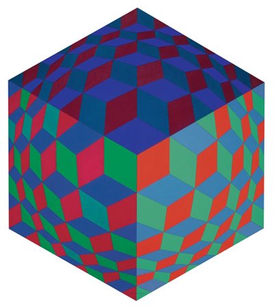 Victor Vasarely Pecs 1908 - Parigi 1997 Hat-VI, 1971 Acrilico su tavola, cm....
