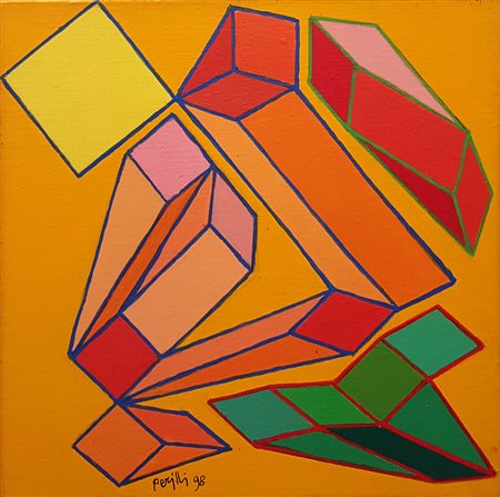 Achille PERILLI Roma 1927 Orbis, 1998, olio su tela, cm. 20 x 20, Firma, data...