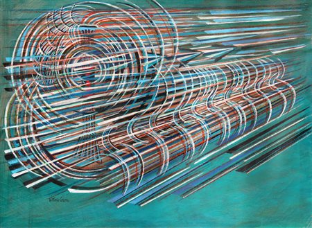 Vittorio CORONA Palermo 1901 Roma 1966 Turbini di un treno in velocità, 1934,...