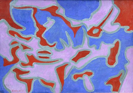 Giulio TURCATO Mantova 1912 Roma 1995 Una misura, 1959, olio su tavola, cm....