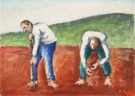 Ottone ROSAI Firenze 1895 Ivrea 1957 Seminatori, anni 50, olio su tela, cm....