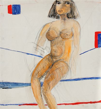 Bruno CASSINARI Piacenza 1912 Milano 1992 Figura, 1990, tecnica mista su...