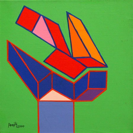 Achille PERILLI Roma 1927 Stillo, 2000, olio su tela, cm. 20 x 20, Firma,...