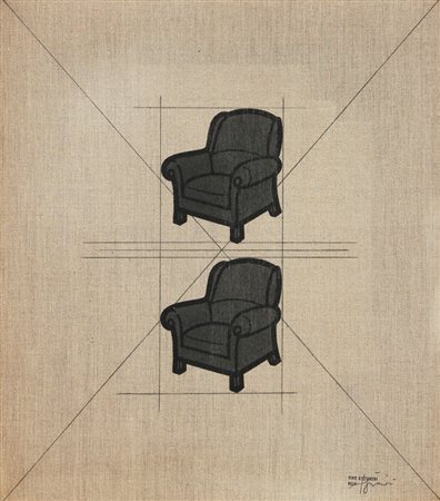 Tino STEFANONI Lecco 1937 Le poltrone 152B, 1974, tecnica mista su tela, cm....