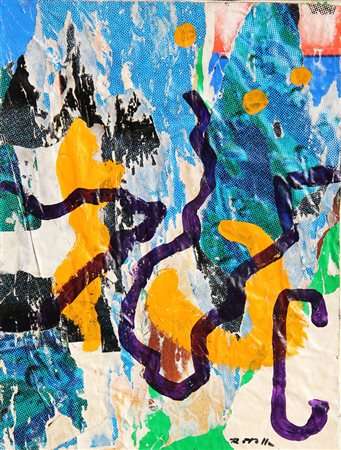 Mimmo ROTELLA Catanzaro 1918 Milano 2006 C, 1990, pittura e decollage su...