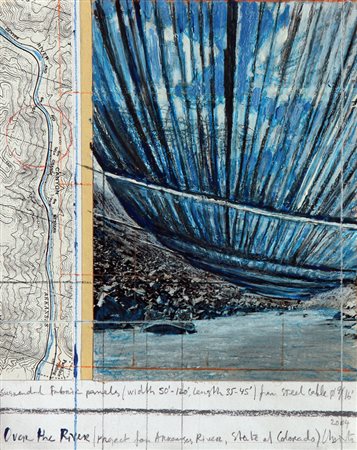 Javacheff CHRISTO Gabrovo 1935 Over the river, 2004, tecnica mista su carta...