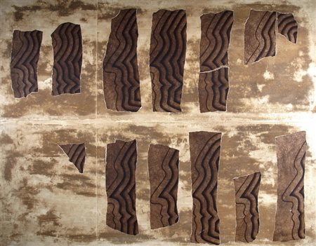 CAGNONE ANGELO (Carcare 1941) "Frammenti N. 9" 1972 Olio e tecnica mista su...