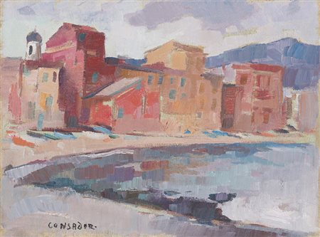 Silvio Consadori (Brescia 1909 - Burano 1994) "Marina piccola a Sestri...