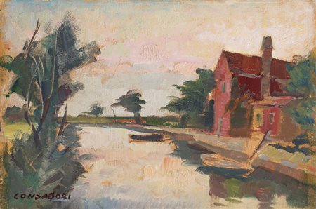 Silvio Consadori (Brescia 1909 - Burano 1994) "Canale a Torcello. Venezia"...