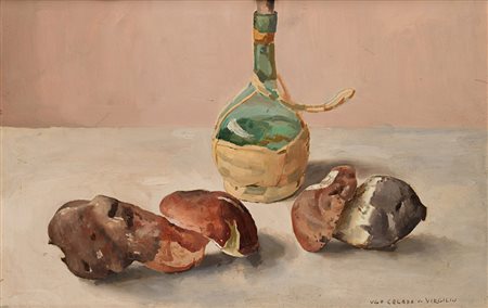 Ugo Celada da Virgilio (Virgilio 1895 - Varese 1995) "Composizione con fiasco...