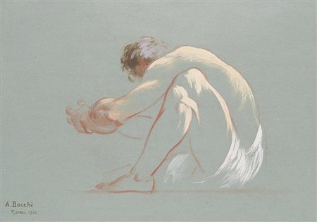 Amedeo Bocchi (Parma 1883 - Roma 1976) "Figura seduta" Roma 1950 tecnica...