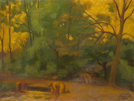 Innocente Salvini (Cocquio-Trevisago 1889 - 1979) "Lavandaie al ruscello"...