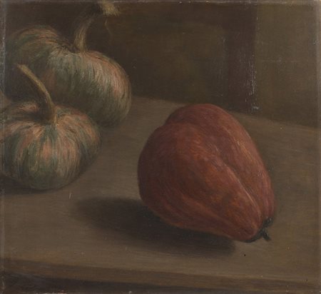 Ugo Bernasconi (Buenos Aires 1874 - Cantù 1960) "Zucca rossa" olio su...