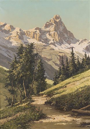 Pietro Leidi (Brescia 1892 - 1976) "Cervino" olio su tela (cm 70x50) Firmato...