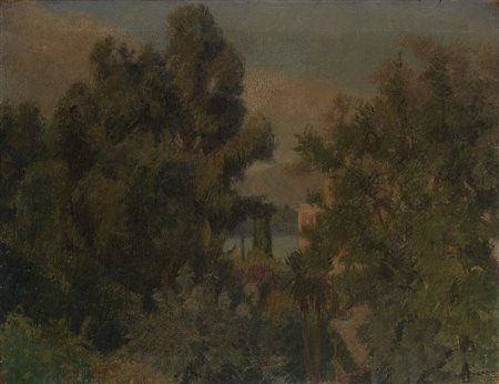 Carlo Prada (Milano 1884 - Santa Margherita Ligure 1960) "Paesaggio con...