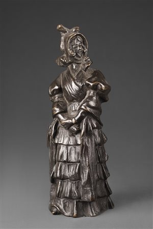 Firma indecifrata "Damigella" scultura in bronzo (h cm 29) Firmata al retro