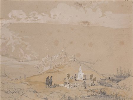 Gerolamo Induno (Milano 1825 - 1890) "Balaclava - Tomba del Generale La...