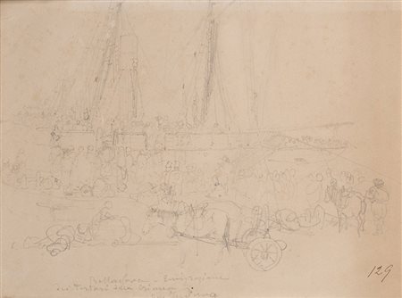 Gerolamo Induno (Milano 1825 - 1890) "Balaclava - Emigrazione dei Tartari...