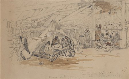 Gerolamo Induno (Milano 1825 - 1890) "Ora del pranzo all'Osservatorio"...