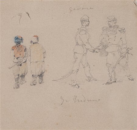 Gerolamo Induno (Milano 1825 - 1890) "Studio di figure - Il Generale Giuseppe...