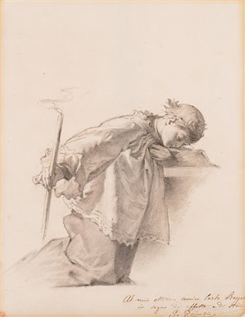 Giovanni Quinzio (Genova 1832 - 1918) "Il chierichetto" disegno su carta (cm...