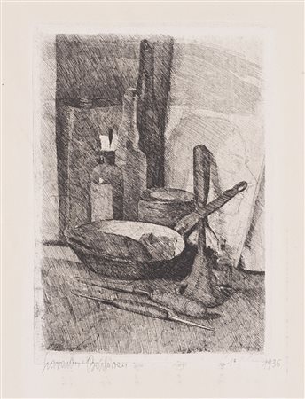 Giovanni Barbisan (Treviso 1914 - Orbetello 1988) "Composizione con padella,...