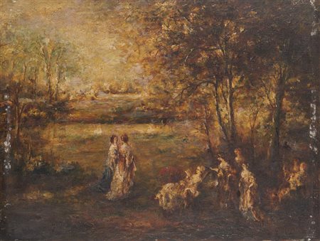 Adolphe Joseph Thomas Monticelli (Marsiglia 1824 - 1886) "Lettura in...