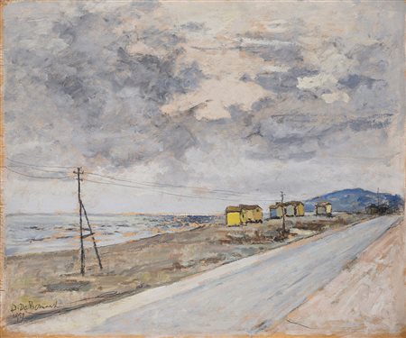 Domenico De Bernardi (Besozzo 1892 - 1963) "Il mare a Marina di Massa. Sera"...