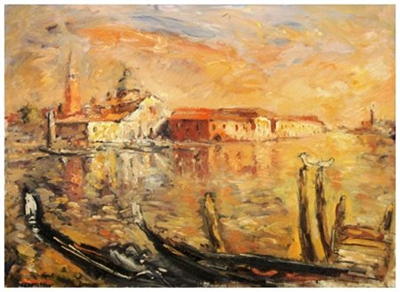 ANDREA NIDIACI Gambassi Terme 1931 San Giorgio al tramonto 1981 Olio su tela...