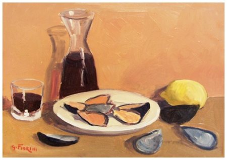 GINO FIORINI Livorno 1920 – Livorno 2005 Senza titolo Olio su tela 30 x 40....